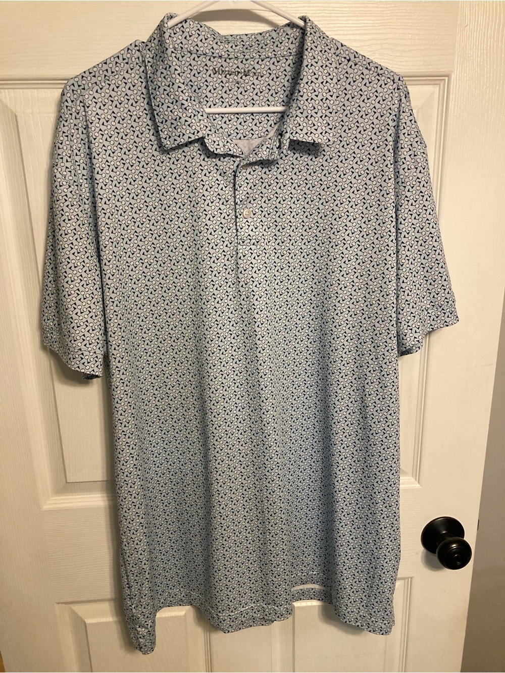 Mizzen+Main Light Blue Micro-Pattern Performance Polo